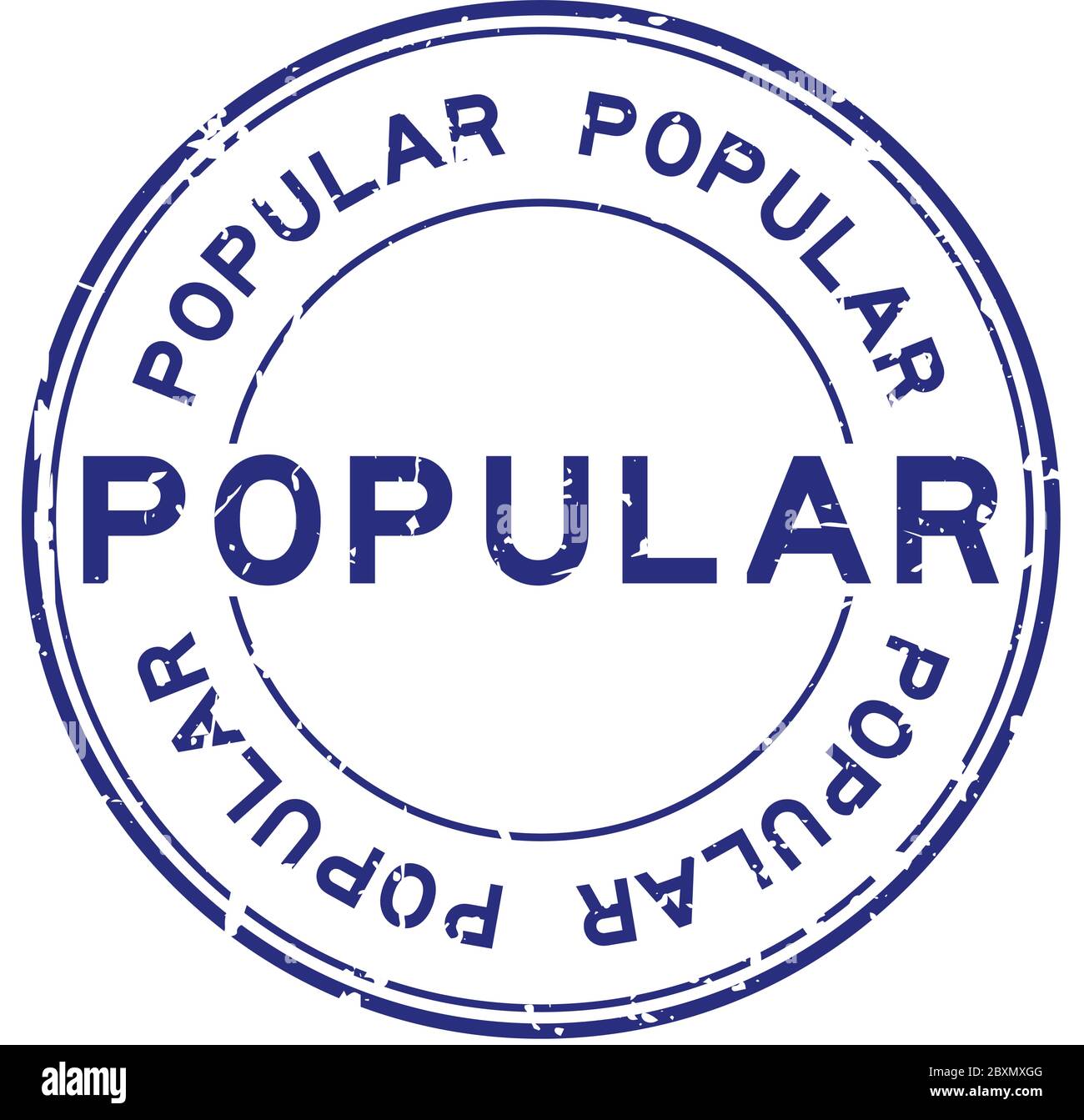 Grugne blau populäre Wort rund Gummi-Siegel-Stempel auf weißem Hintergrund Stock Vektor