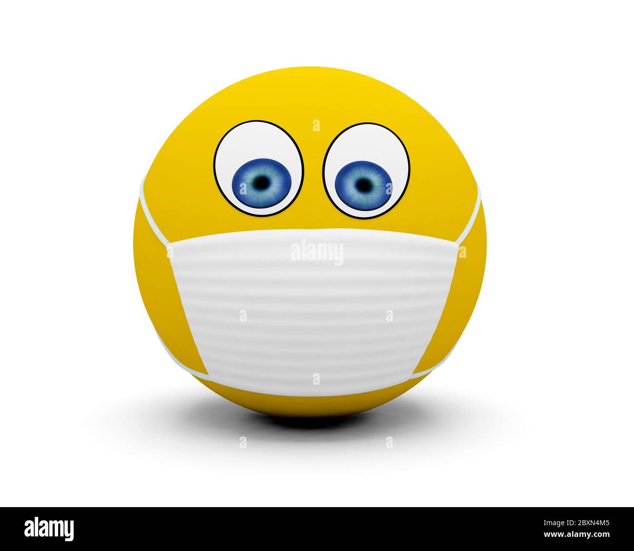 emoticon Smiley mit medizinischen Maske Schutz Stockfoto