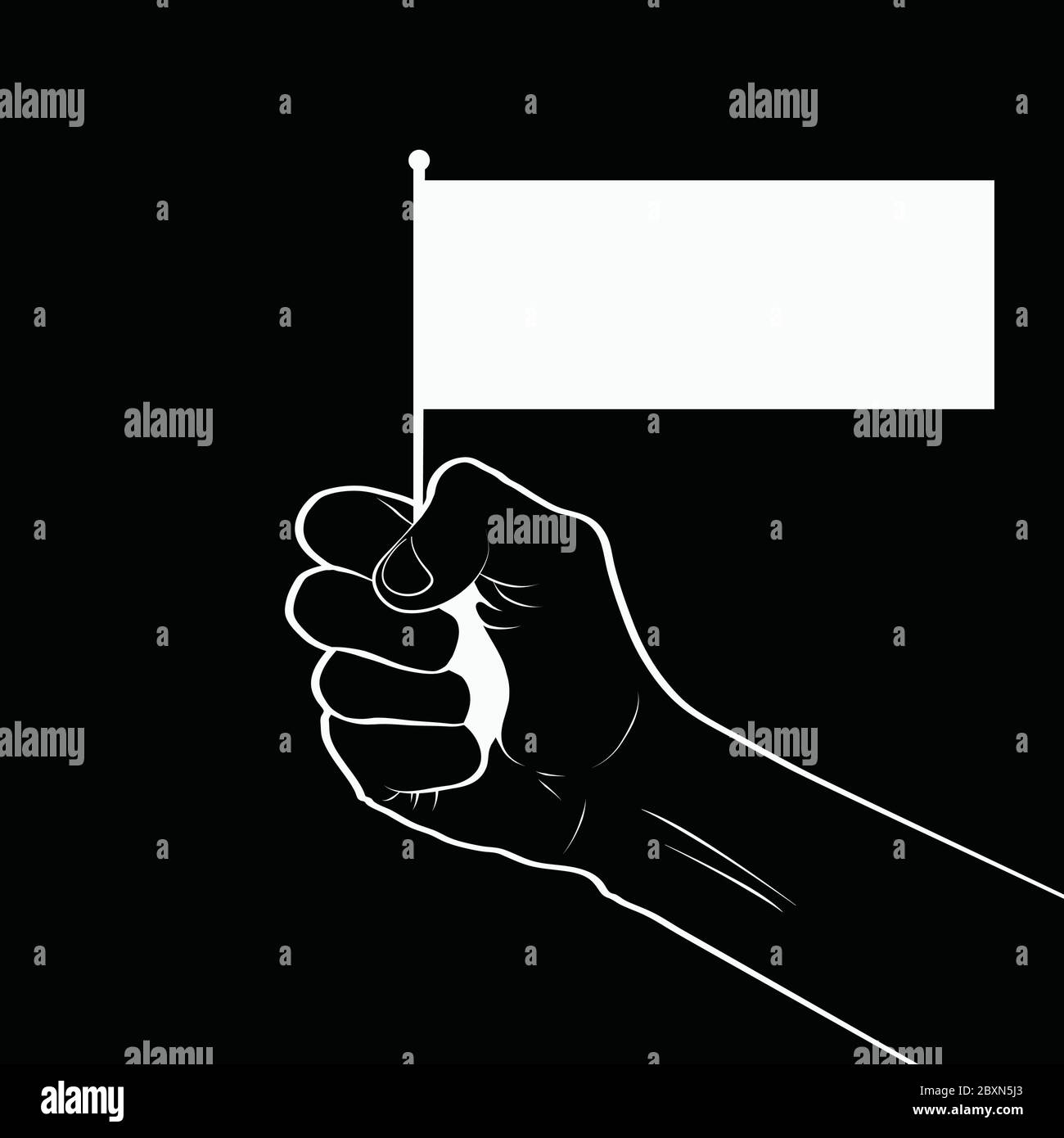 Black Lives Matter Concept Hand mit einer leeren Flagge Stock Vektor