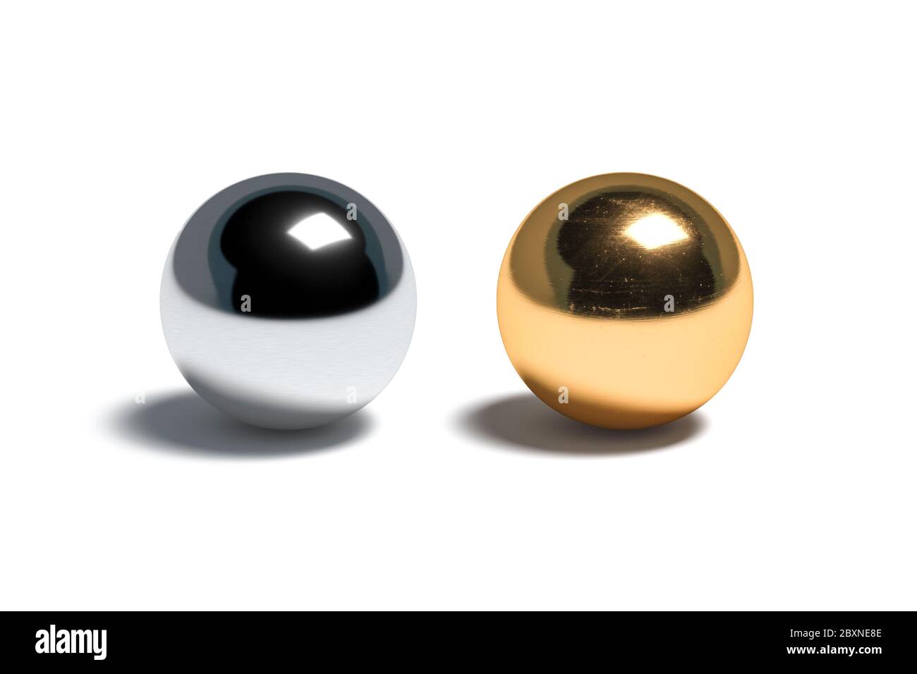 Blank Glanz Silber und Gold Ball Nachbau Set Stockfoto