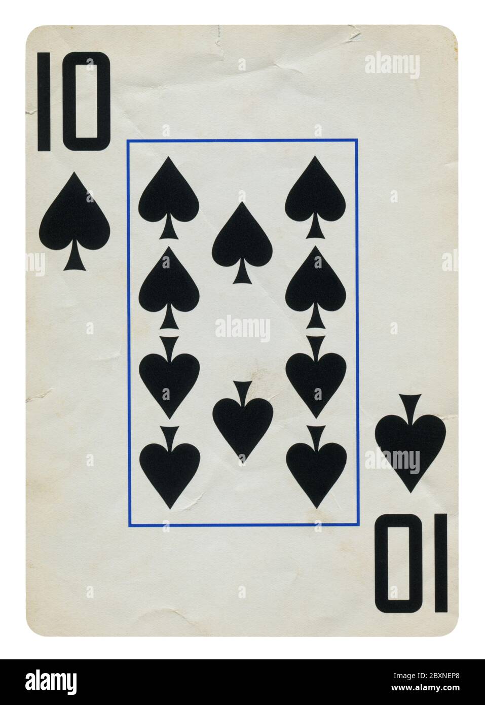 Zehn der Spaten Vintage Playing Card - isoliert auf weißem (clipping path enthalten) Stockfoto