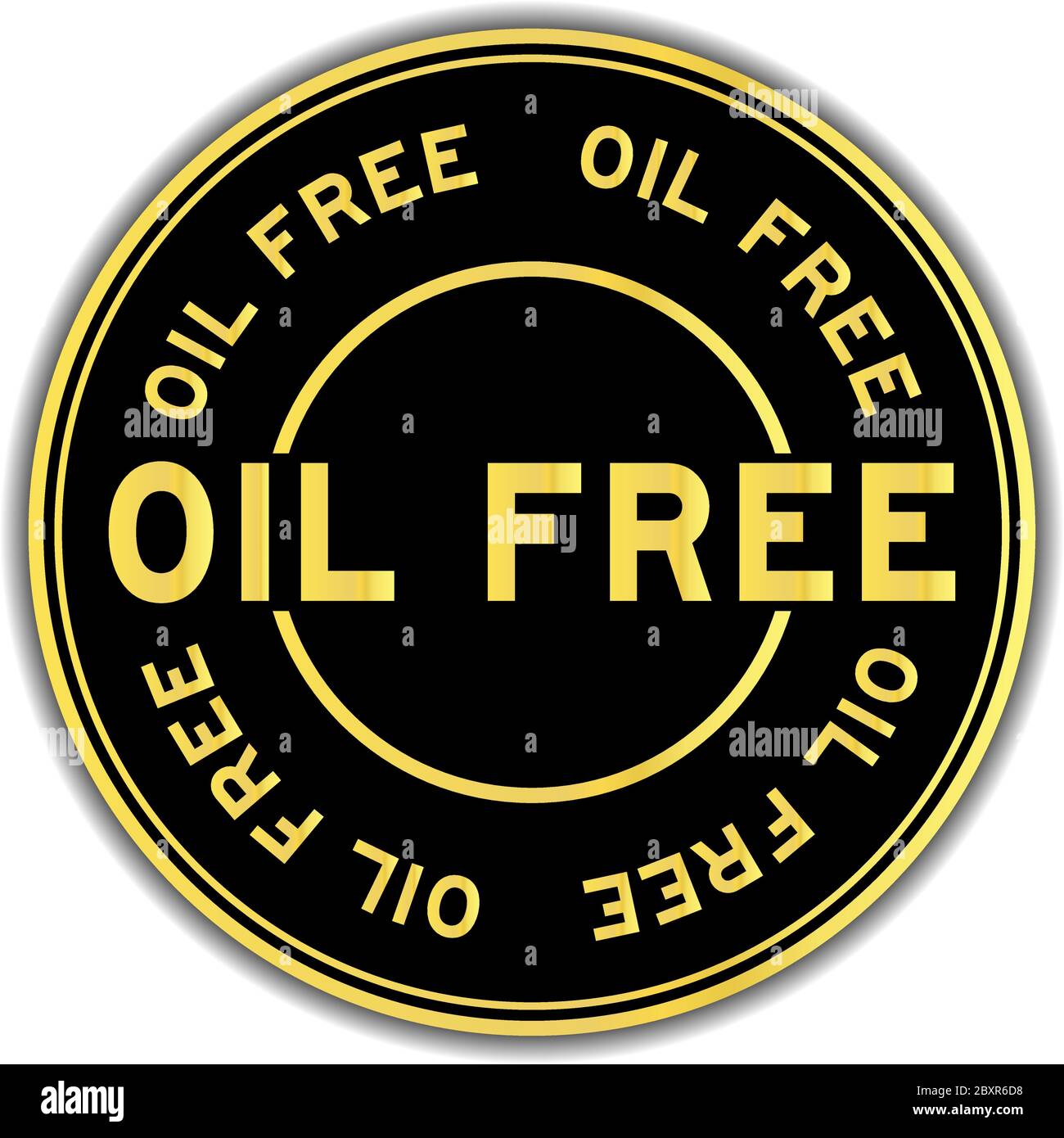 Schwarz und Gold Farbe Öl frei Wort rund Siegel Aufkleber auf weißem Hintergrund Stock Vektor