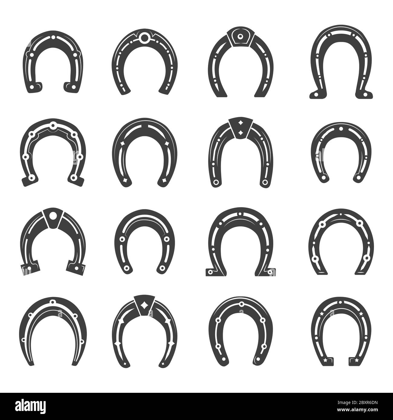 Schwarzes Hufeisen Set Stock Vektor