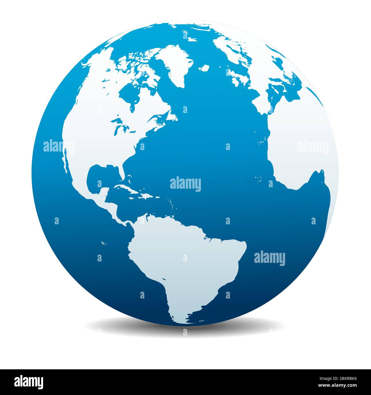 Nord- und Südamerika, Europa, Afrika. Vektorkarte Symbol des Globus, Erde. Alle Elemente befinden sich auf einzelnen Ebenen in der Vektordatei. Stock Vektor