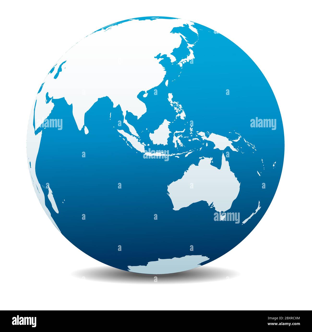 Asien und Australien. Vektorkarte Symbol des Globus, Erde. Alle Elemente befinden sich auf einzelnen Ebenen in der Vektordatei. Stock Vektor