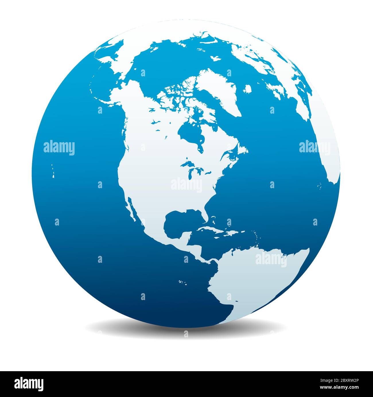 Nord-, Süd- und MITTELAMERIKA. Vektorkarte Symbol des Globus, Erde. Alle Elemente befinden sich auf einzelnen Ebenen in der Vektordatei. Stock Vektor