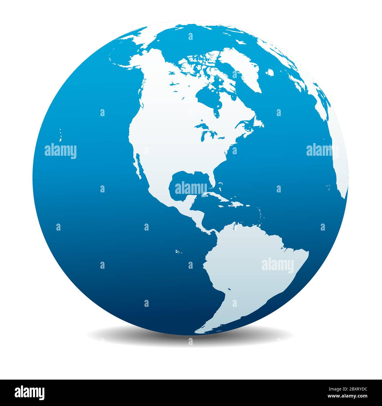 Nord- und Südamerika. Vektorkarte Symbol des Globus, Erde. Alle Elemente befinden sich auf einzelnen Ebenen in der Vektordatei. Stock Vektor