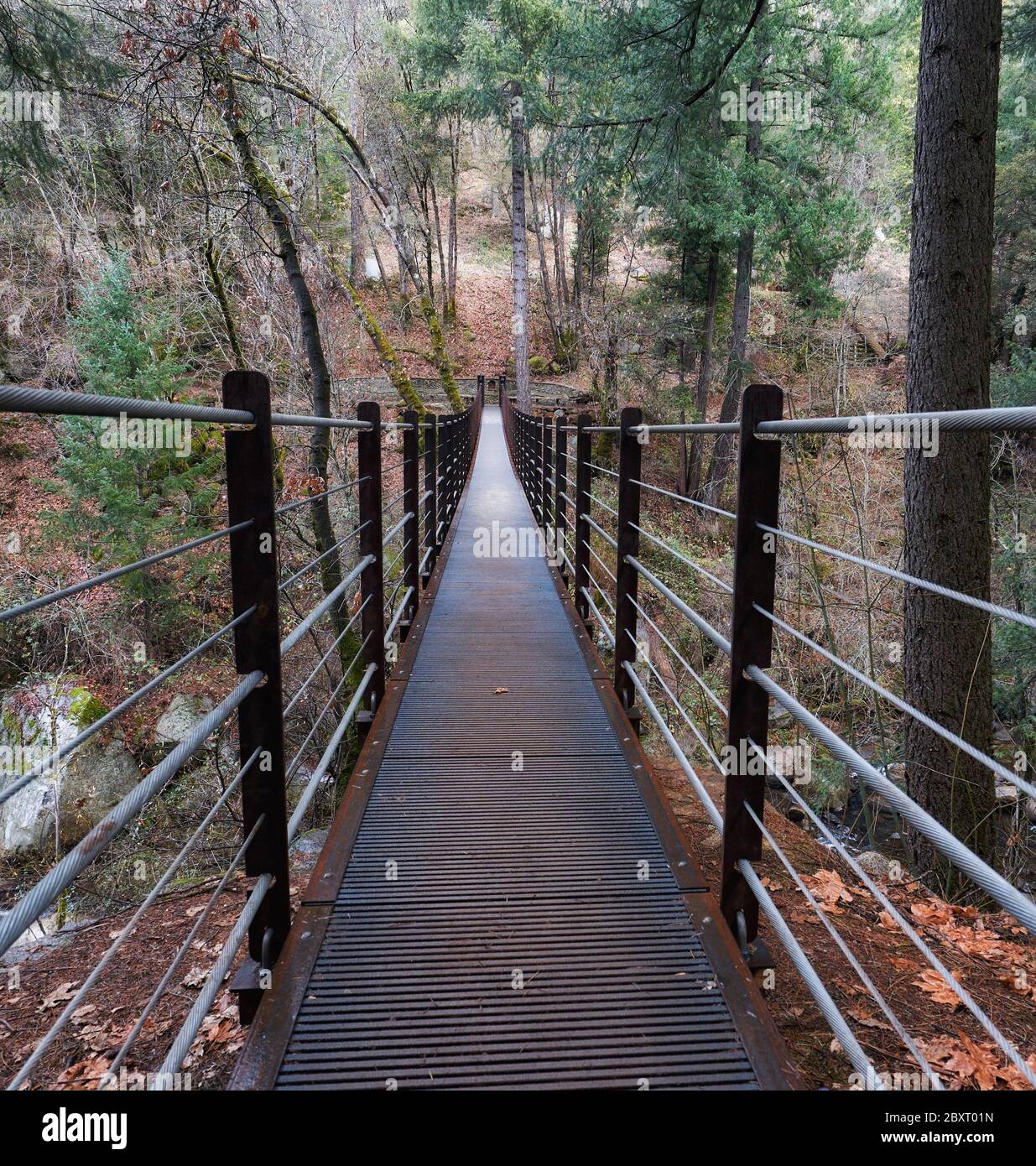 Die Nisenan Tribute Hängebrücke in der Nähe von Nevada City, Kalifornien Stockfoto