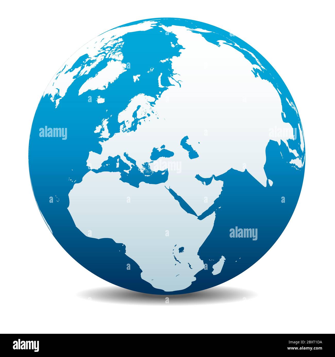Naher Osten, Russland, Europa und Afrika. Vektorkarte Symbol des Globus, Erde. Alle Elemente befinden sich auf einzelnen Ebenen in der Vektordatei. Stock Vektor