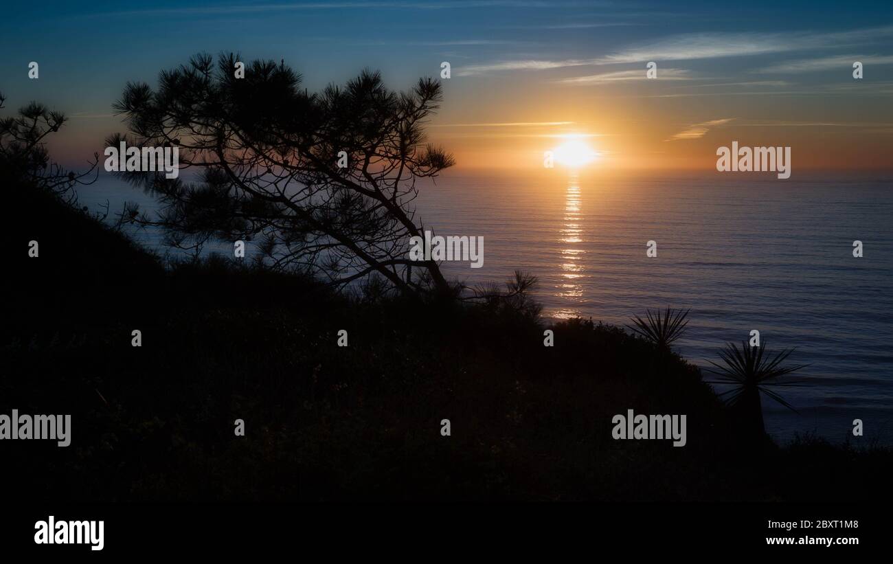 Der Sonnenuntergang vom Torry Pines Park in San Diego, Kalifornien Stockfoto