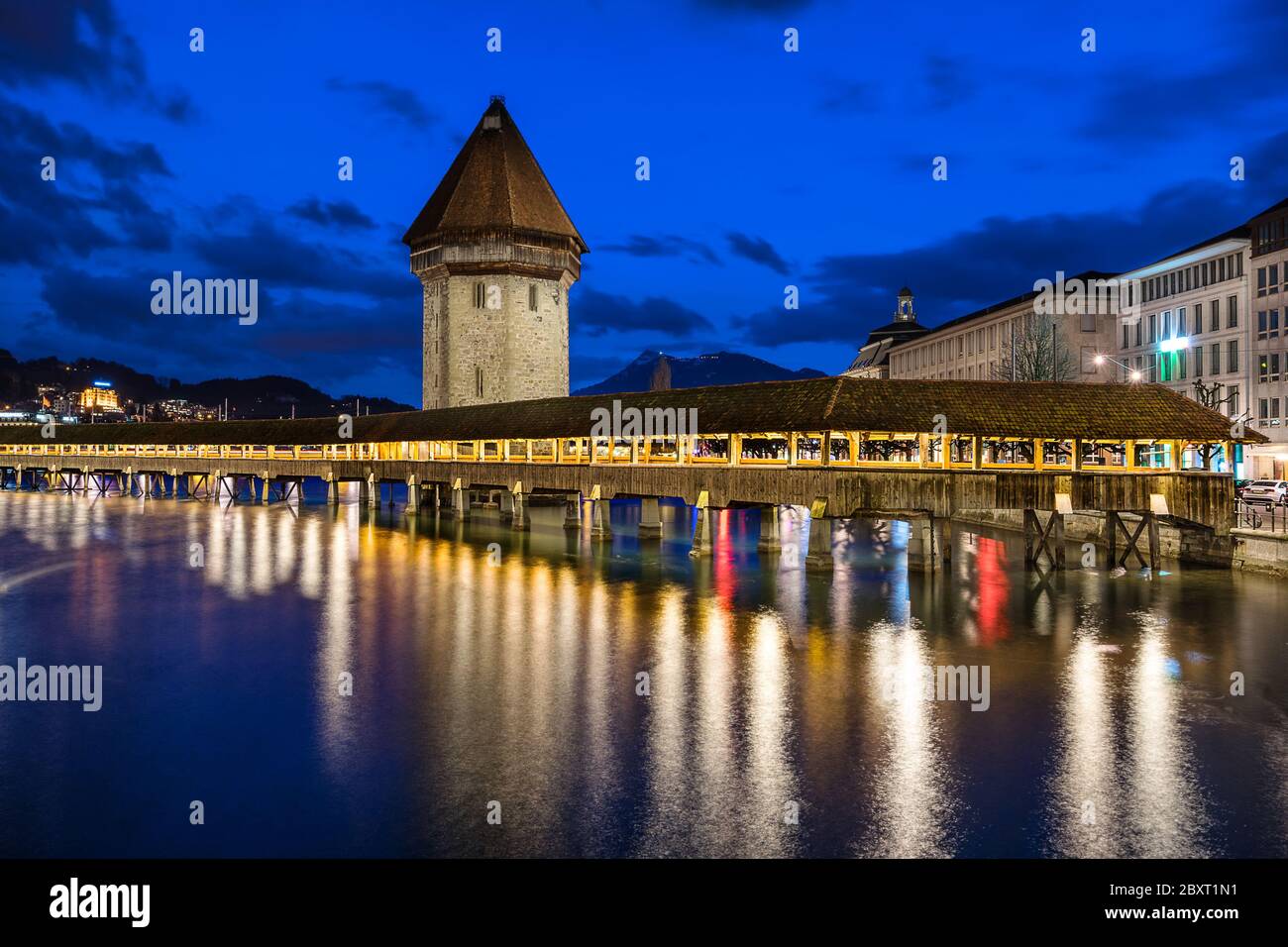 Kapellbrücke an Luzern Stockfoto