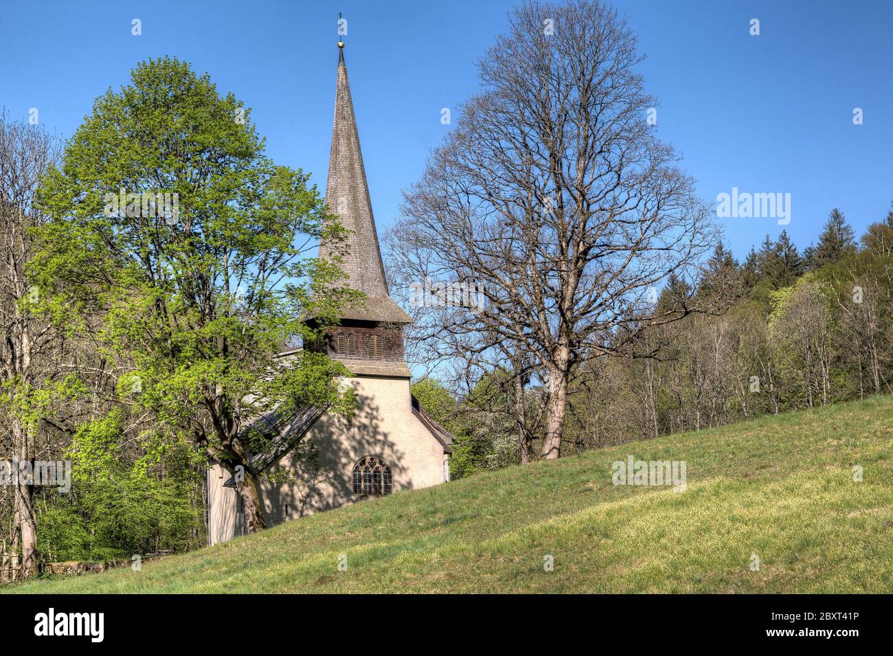 Die St. Oswald Kapelle im Höllental ist eines der ältesten Zeugnisse der Geschichte und wurde 1148 vom Bischof von Konstanz als Th geweiht Stockfoto