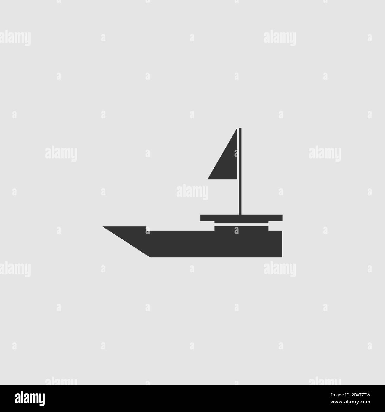 Yacht Boote Icon flach. Schwarzes Piktogramm auf grauem Hintergrund. Symbol für Vektorgrafik Stock Vektor