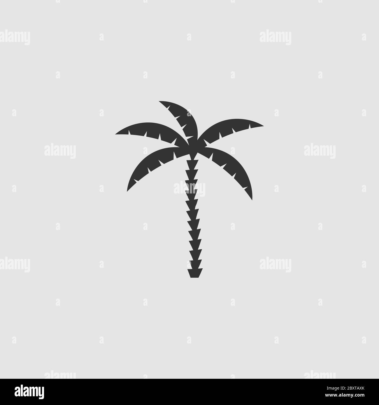 Symbol der Kokosnuss-Palme flach. Schwarzes Piktogramm auf grauem Hintergrund. Symbol für Vektorgrafik Stock Vektor