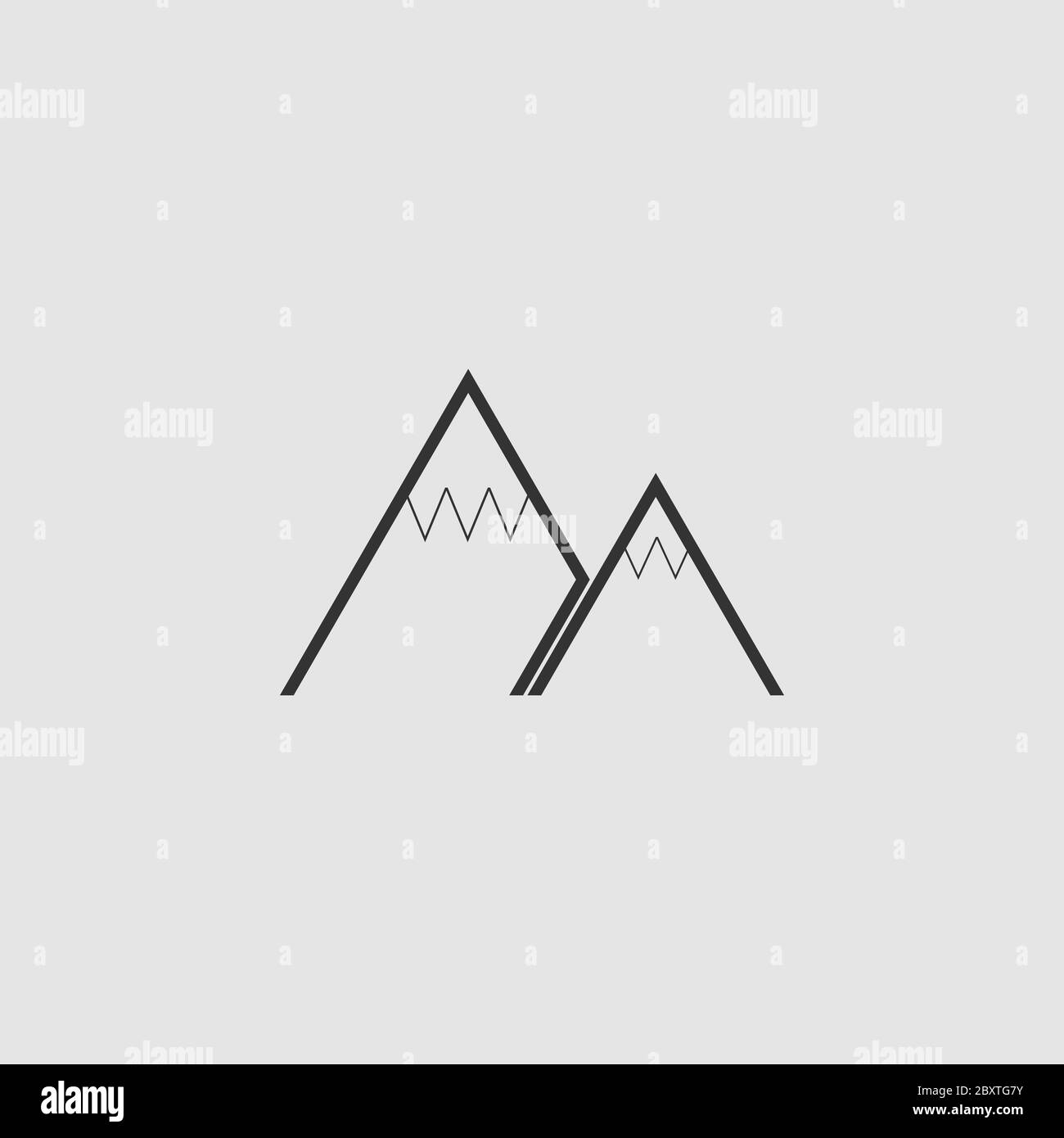 Berg-Symbol flach. Schwarzes Piktogramm auf grauem Hintergrund. Symbol für Vektorgrafik Stock Vektor