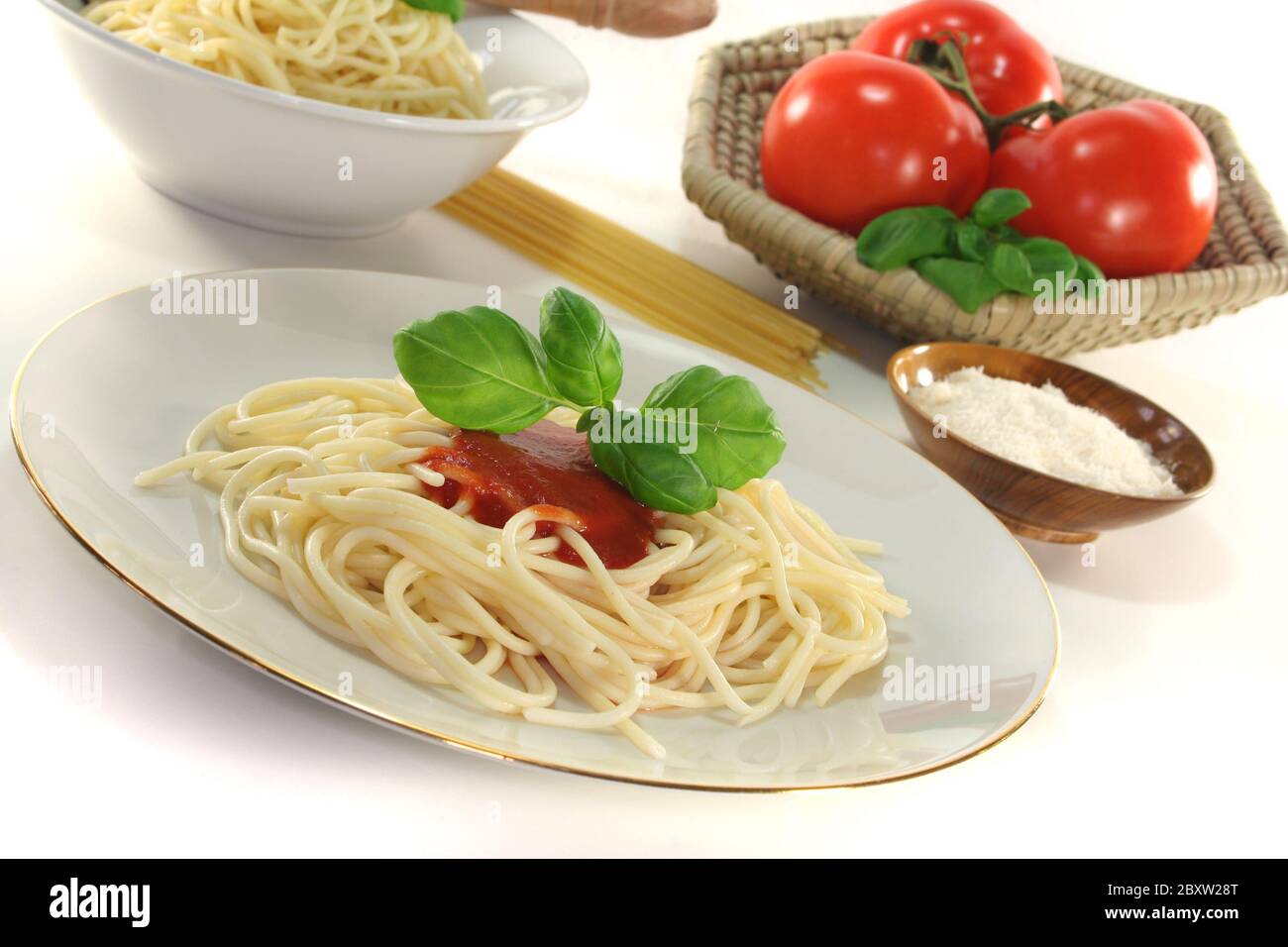 Spaghetti mit Tomatensauce Stockfoto