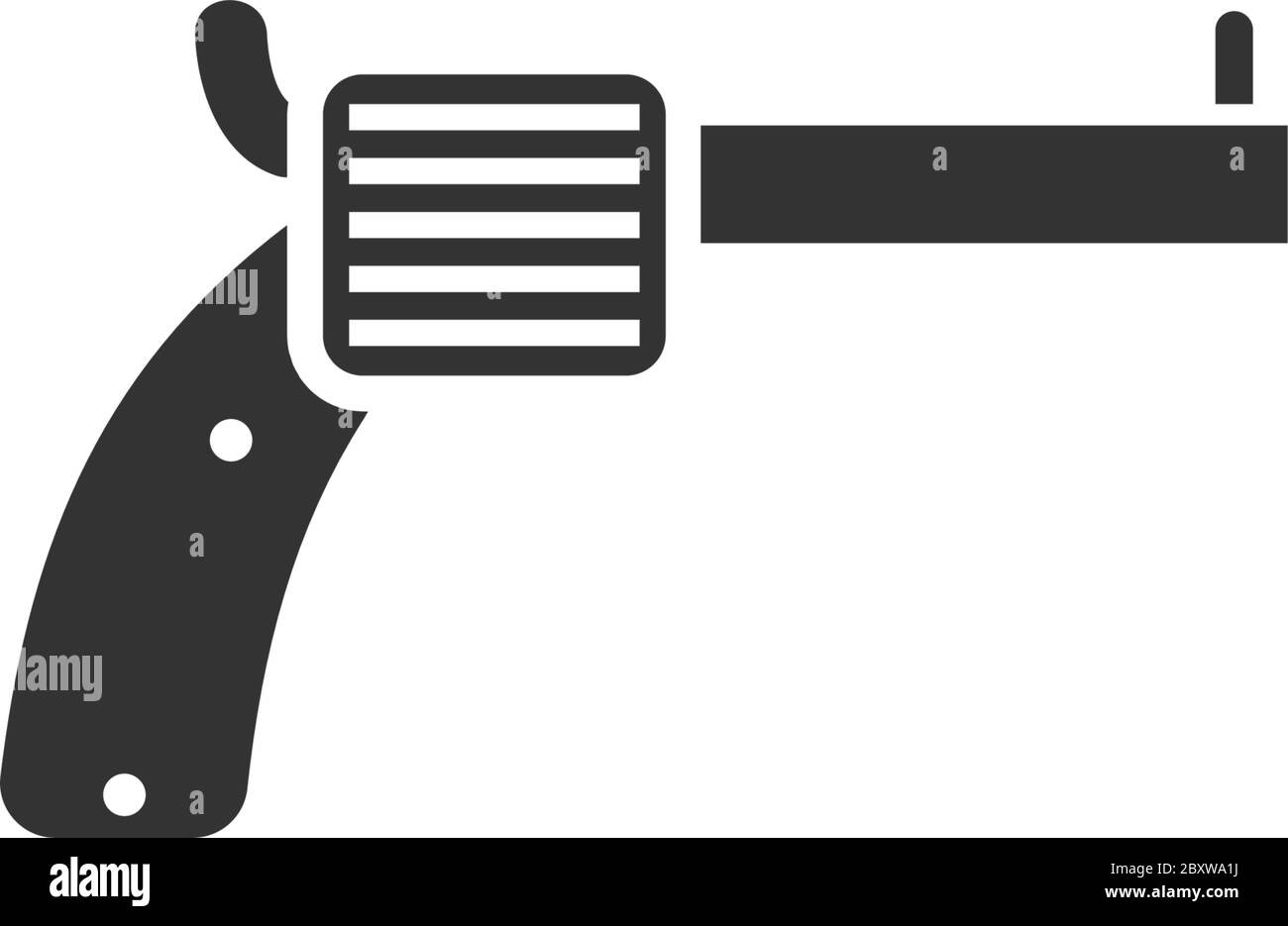 Revolver. Schwarzes Symbol flach auf weißem Hintergrund Stock Vektor