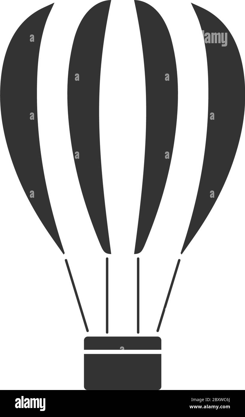 Heißluftballon. Schwarzes Symbol flach auf weißem Hintergrund Stock Vektor