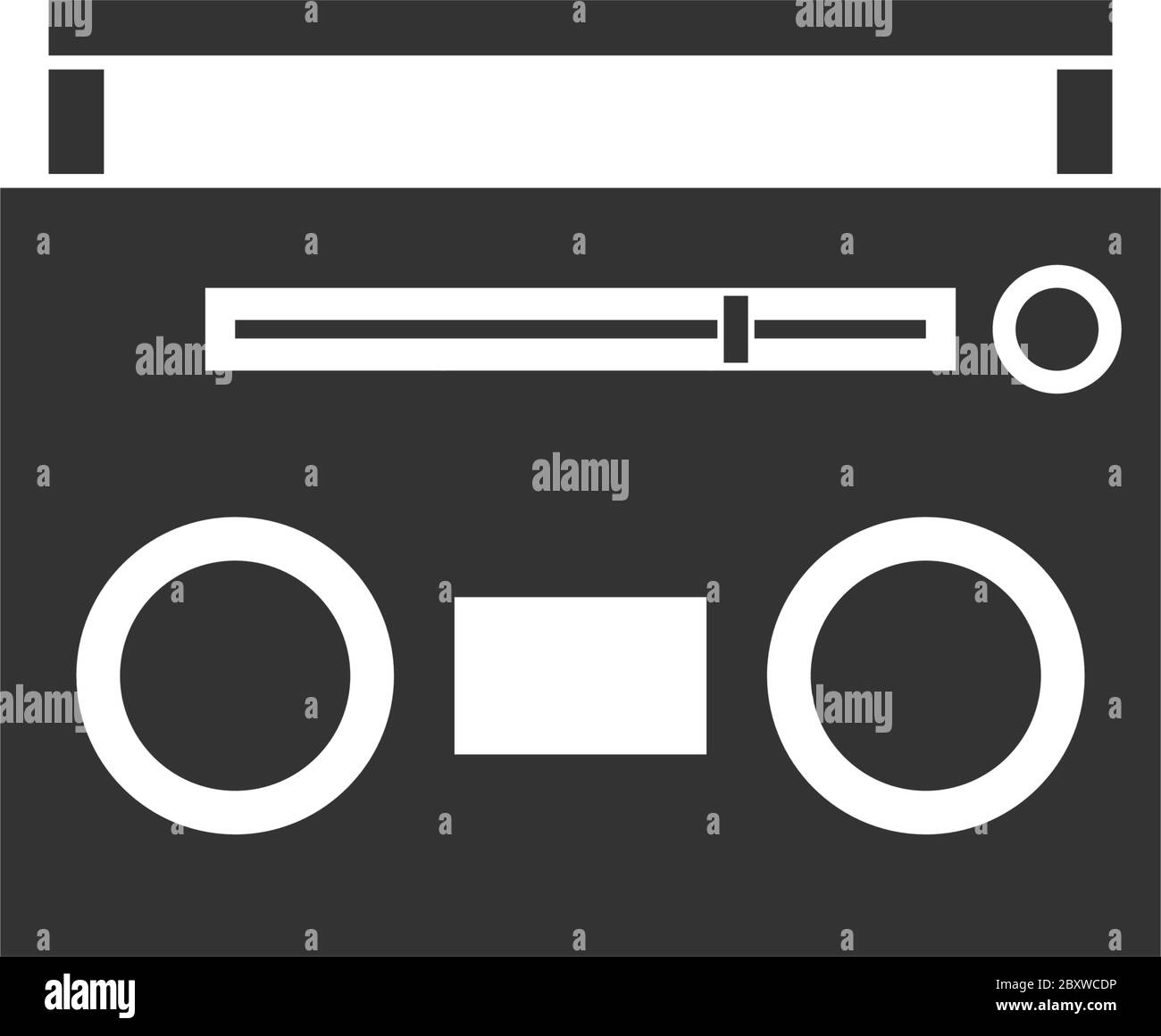 Kassettenspieler. Schwarzes Symbol flach auf weißem Hintergrund Stock Vektor