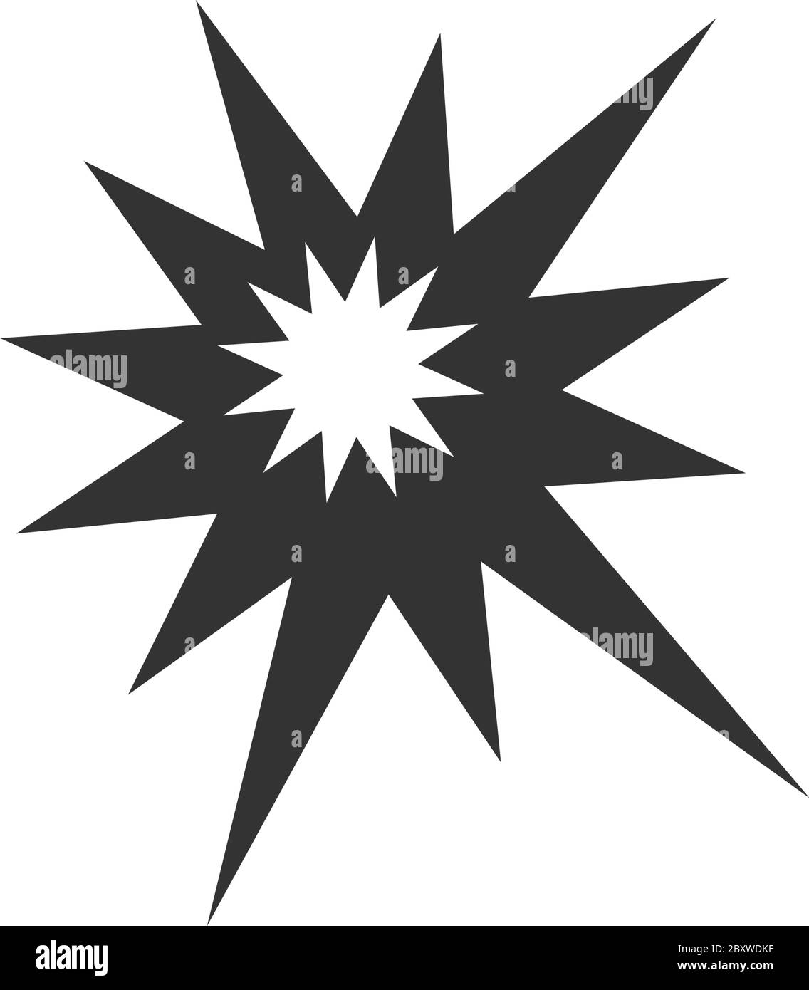 Explosion. Schwarzes Symbol flach auf weißem Hintergrund Stock Vektor