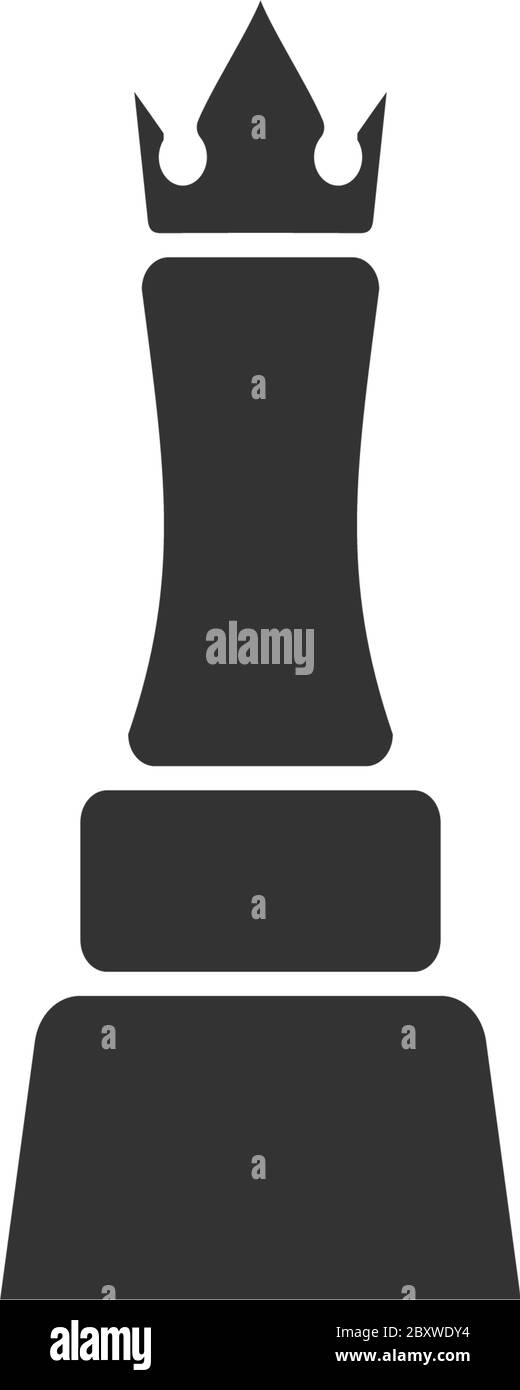 Schachkönigin. Schwarzes Symbol flach auf weißem Hintergrund Stock Vektor