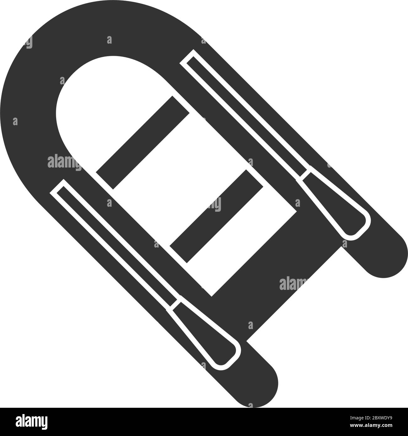 Motorboot. Schwarzes Symbol flach auf weißem Hintergrund Stock Vektor