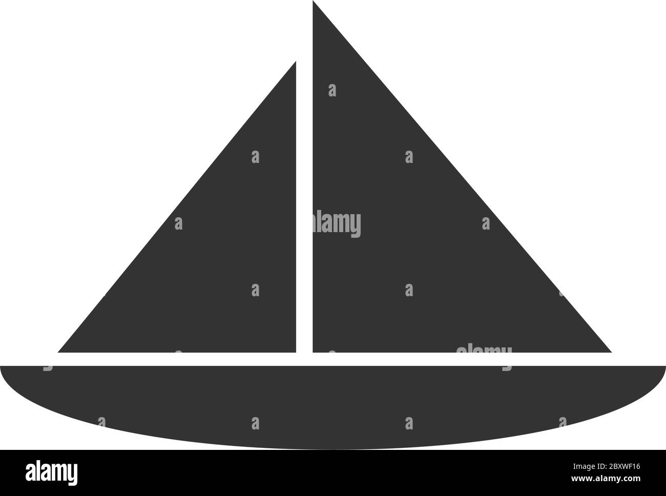 Segelboot. Schwarzes Symbol flach auf weißem Hintergrund Stock Vektor