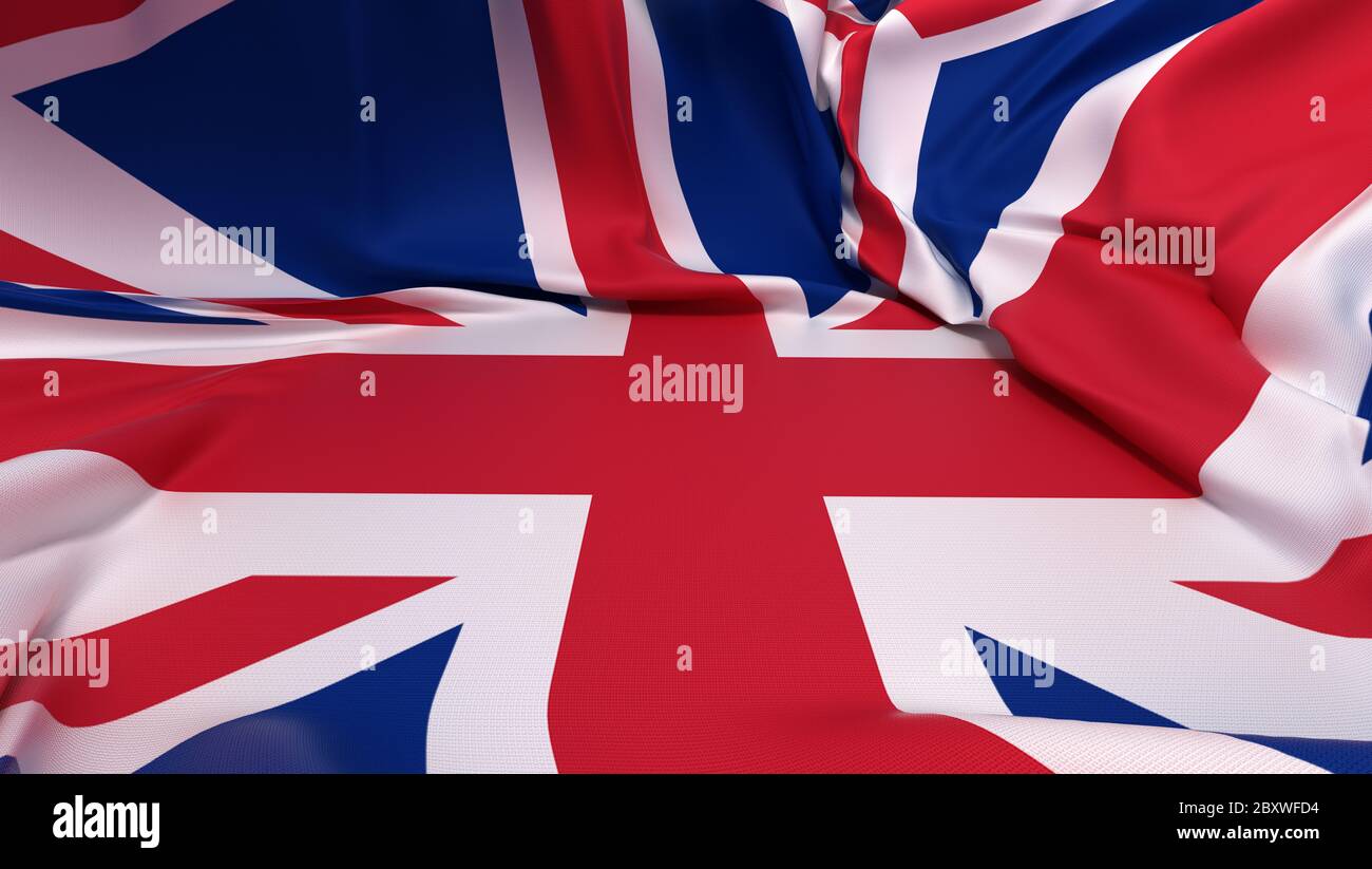 Vitrine Podest mit Großbritannien Flagge bedeckt Stockfoto