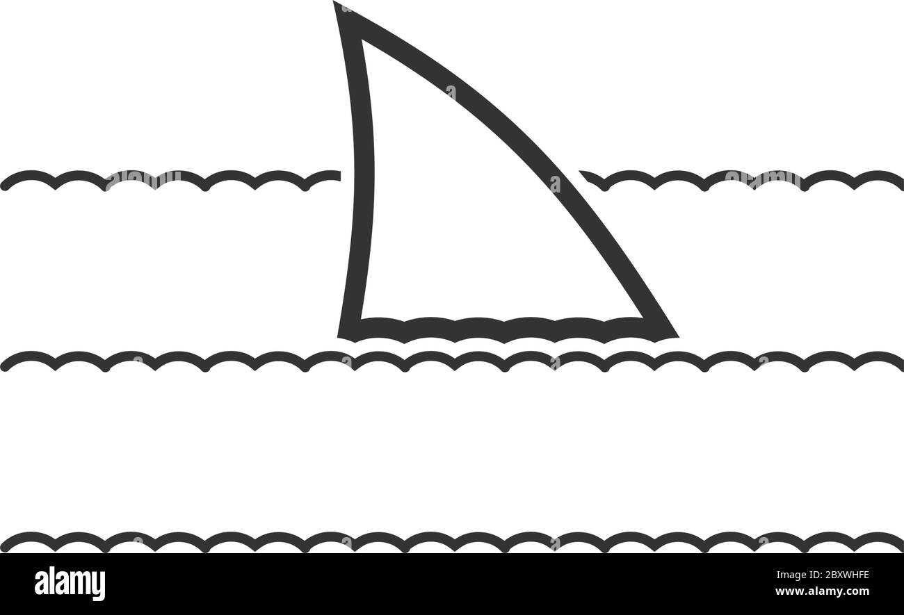 Haifischflosse. Schwarzes Symbol flach auf weißem Hintergrund Stock Vektor