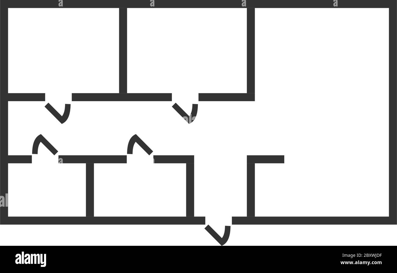 Grundriss. Schwarzes Symbol flach auf weißem Hintergrund Stock Vektor