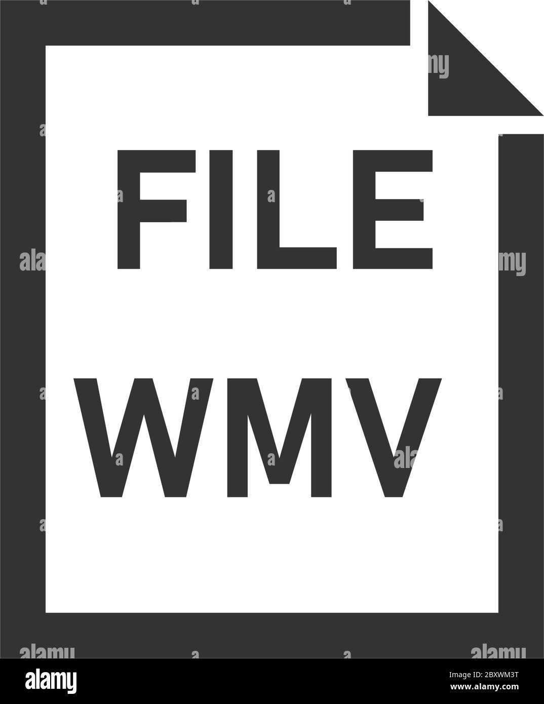 WMV-Datei. Schwarzes Symbol flach auf weißem Hintergrund Stock Vektor