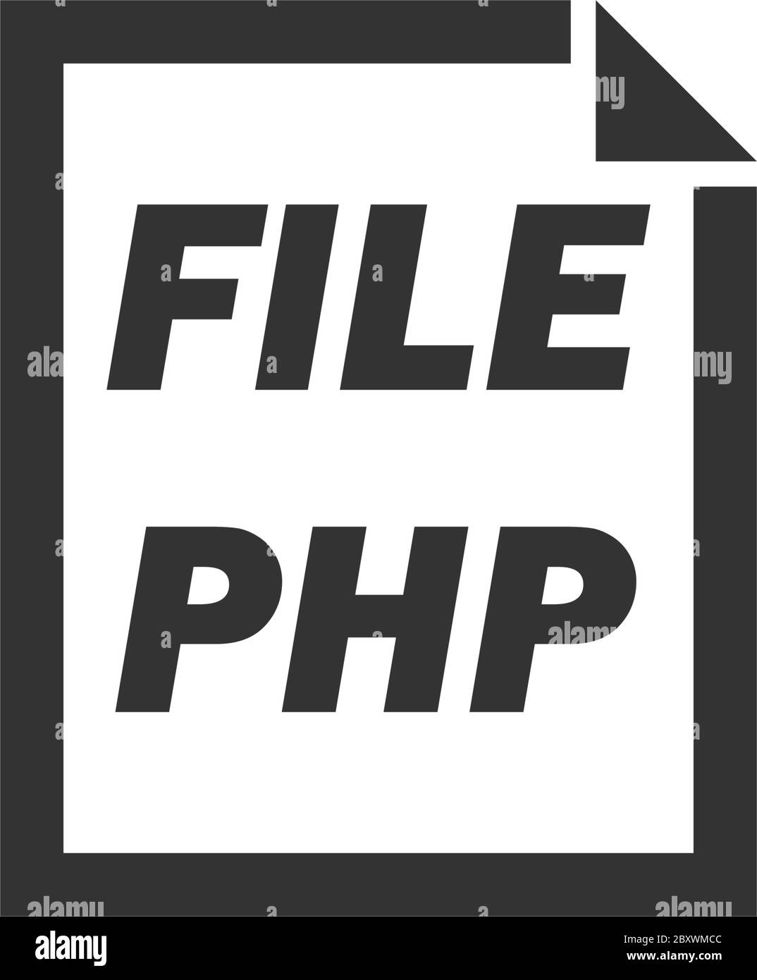 PHP-Datei. Schwarzes Symbol flach auf weißem Hintergrund Stock Vektor