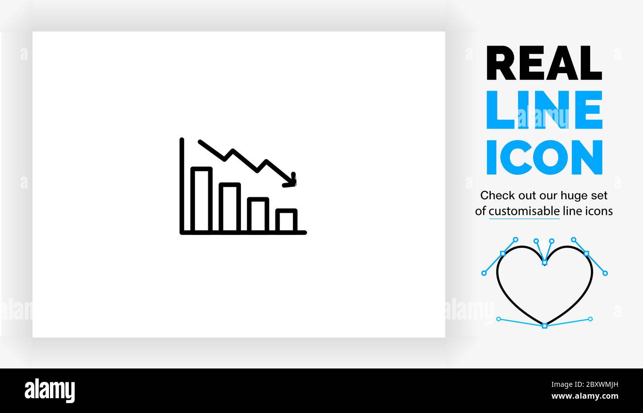 Editierbares Realliniensymbol eines Börsencrashs Stock Vektor