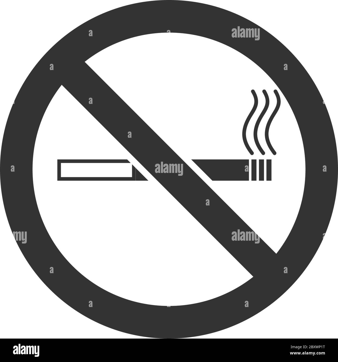Kein Rauchen. Schwarzes Symbol flach auf weißem Hintergrund Stock Vektor
