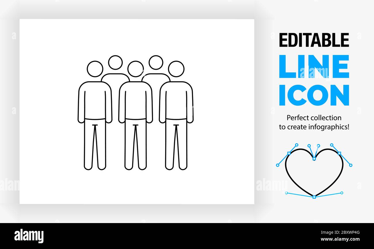 Bearbeitbares Liniensymbol einer Gruppe von Strichfiguren Stock Vektor