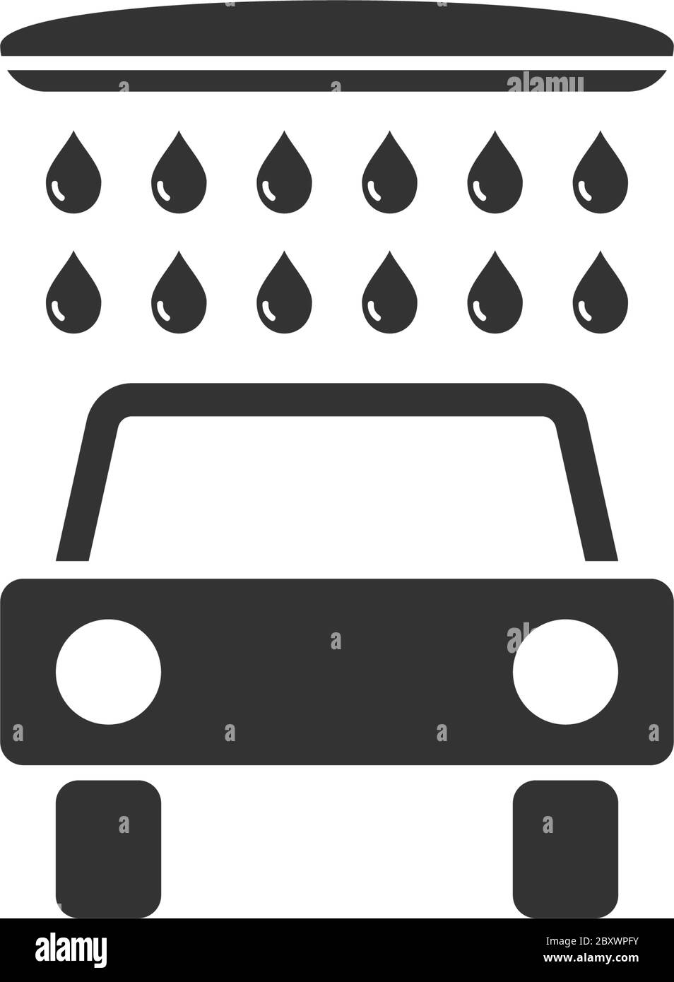 Autowäsche. Schwarzes Symbol flach auf weißem Hintergrund Stock Vektor