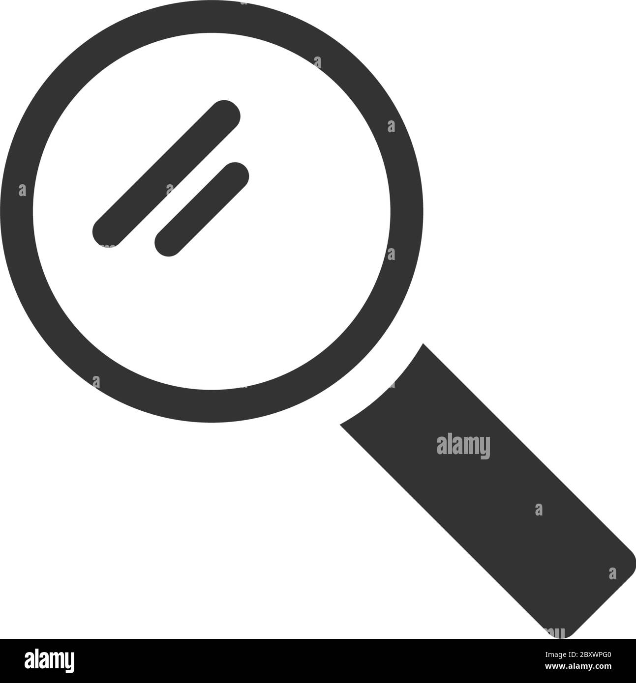 Lupe. Schwarzes Symbol flach auf weißem Hintergrund Stock Vektor