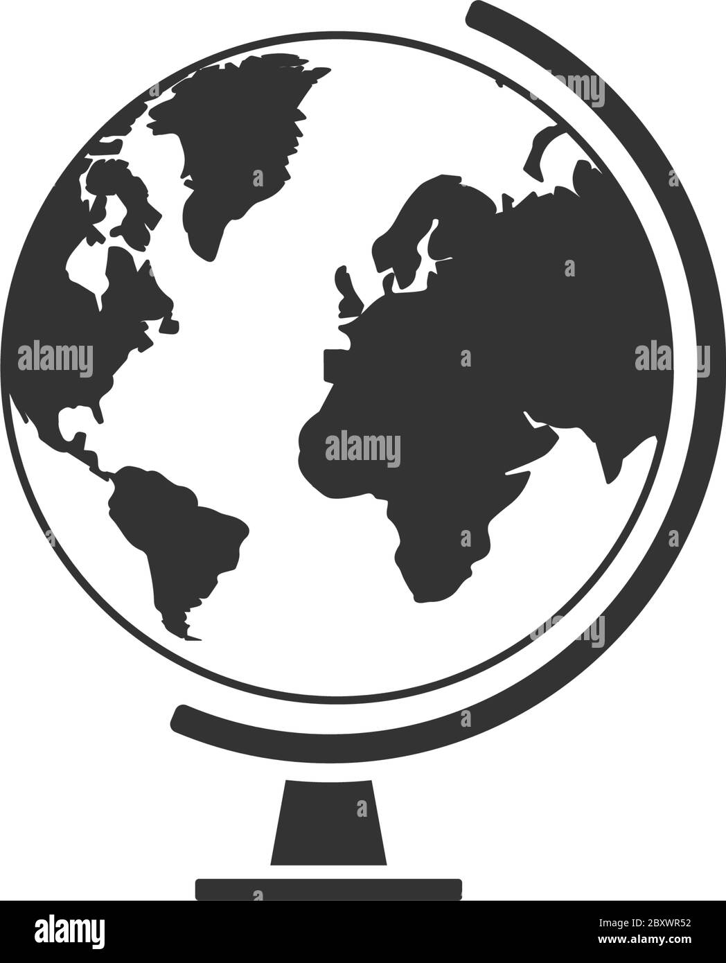 Globus. Schwarzes Symbol flach auf weißem Hintergrund Stock Vektor