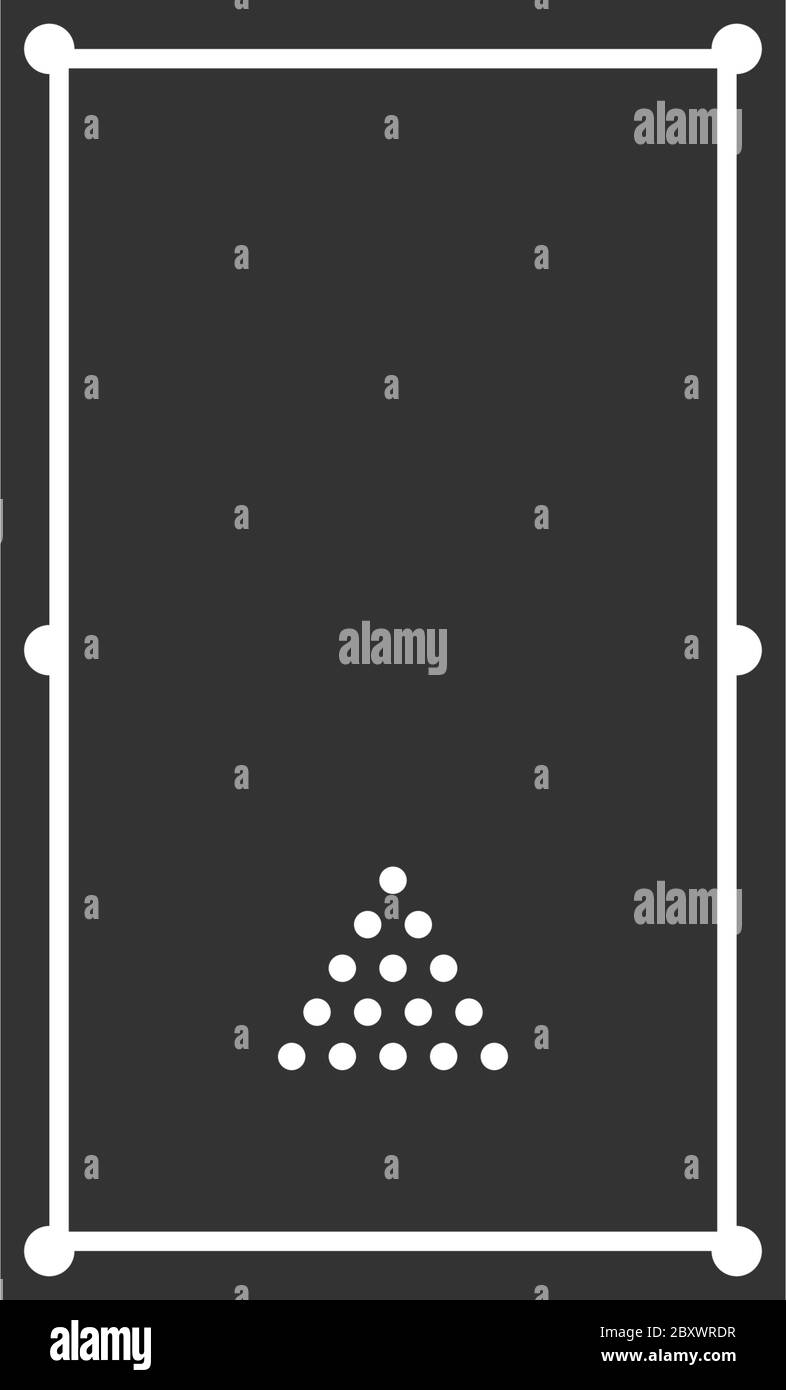 Billard. Schwarzes Symbol flach auf weißem Hintergrund Stock Vektor