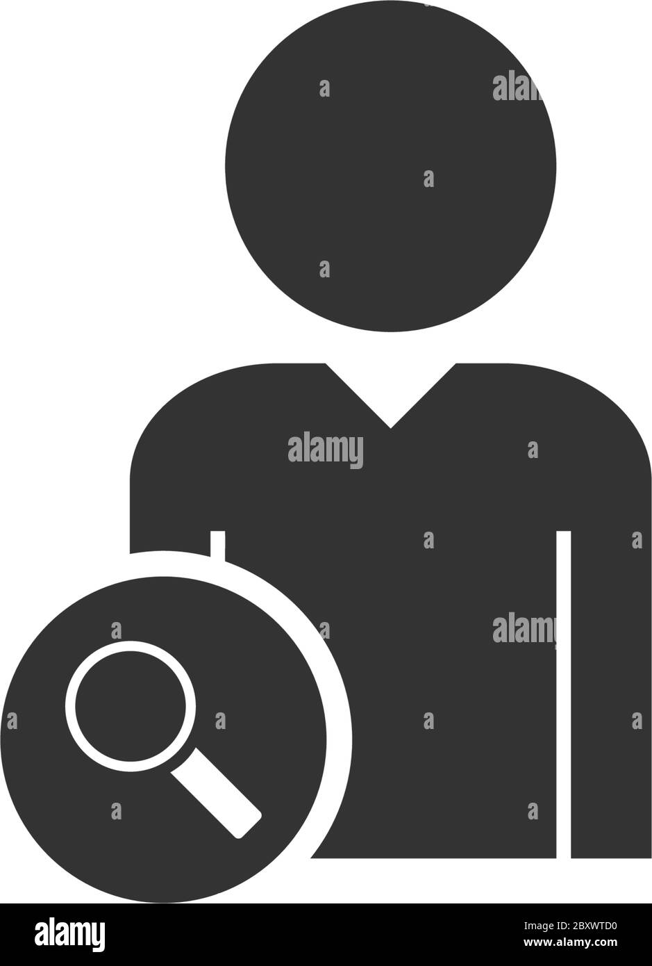 Benutzer suchen. Schwarzes Symbol flach auf weißem Hintergrund Stock Vektor