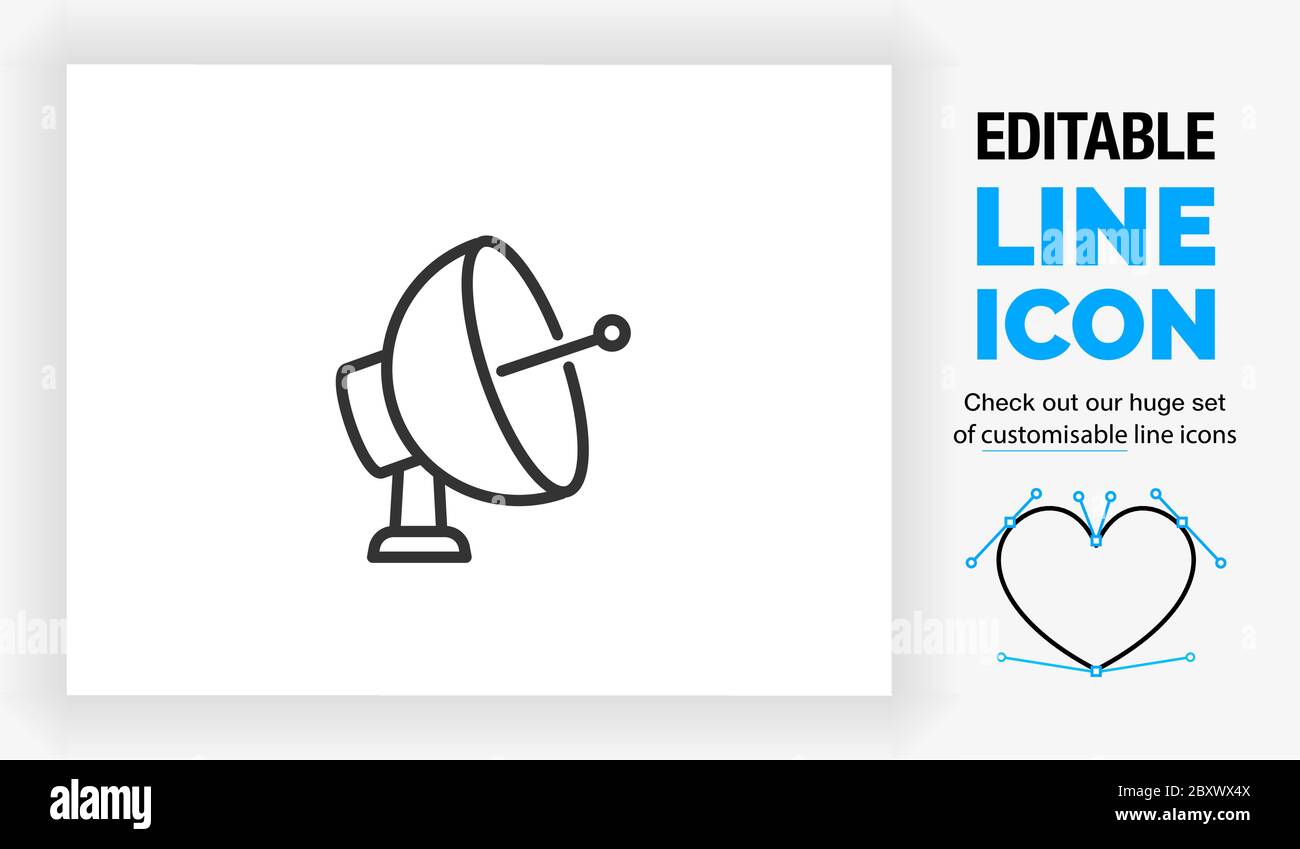 Bearbeitbares Liniensymbol einer Satellitenschüssel Stock Vektor