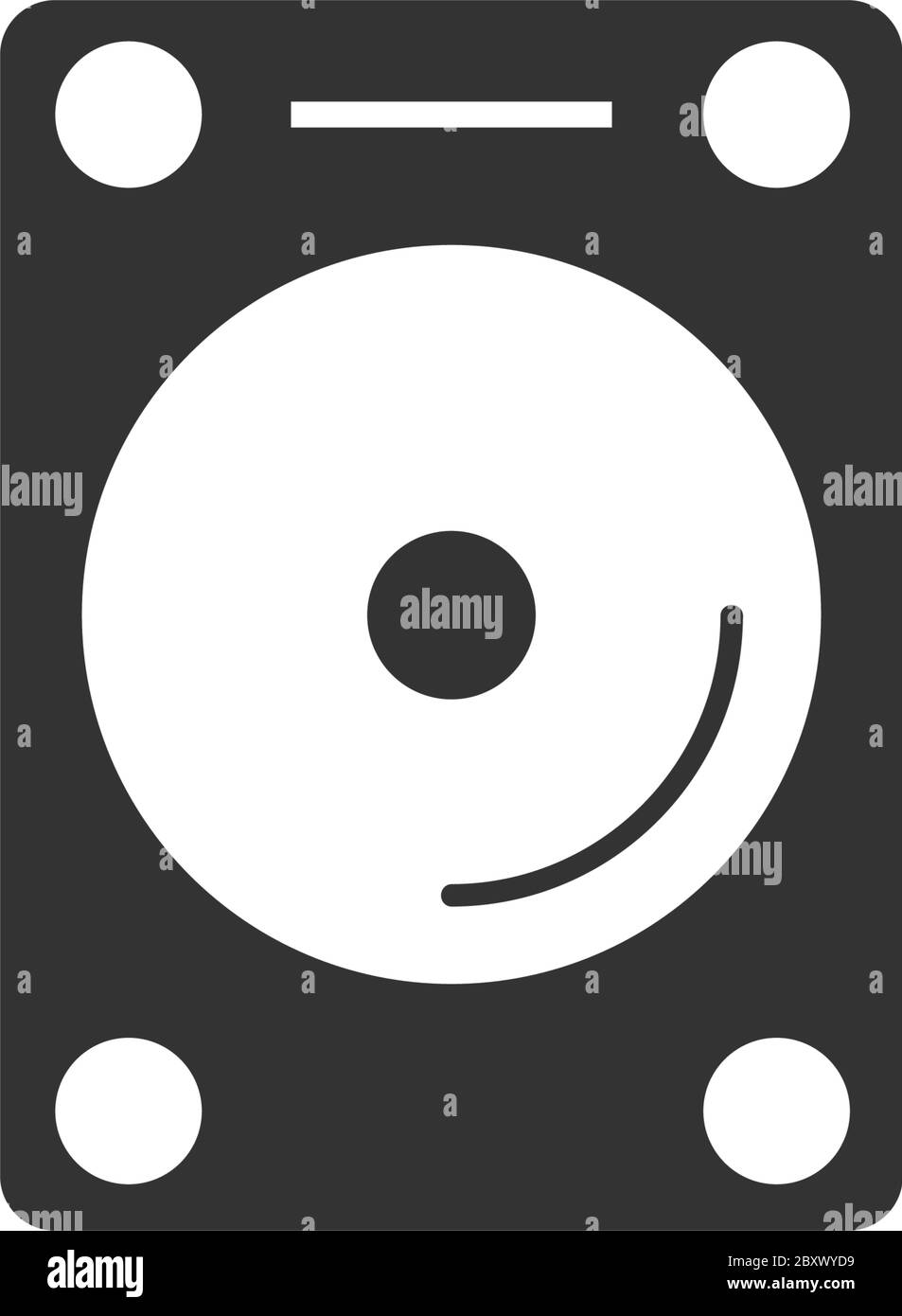 Festplatte. Schwarzes Symbol flach auf weißem Hintergrund Stock Vektor