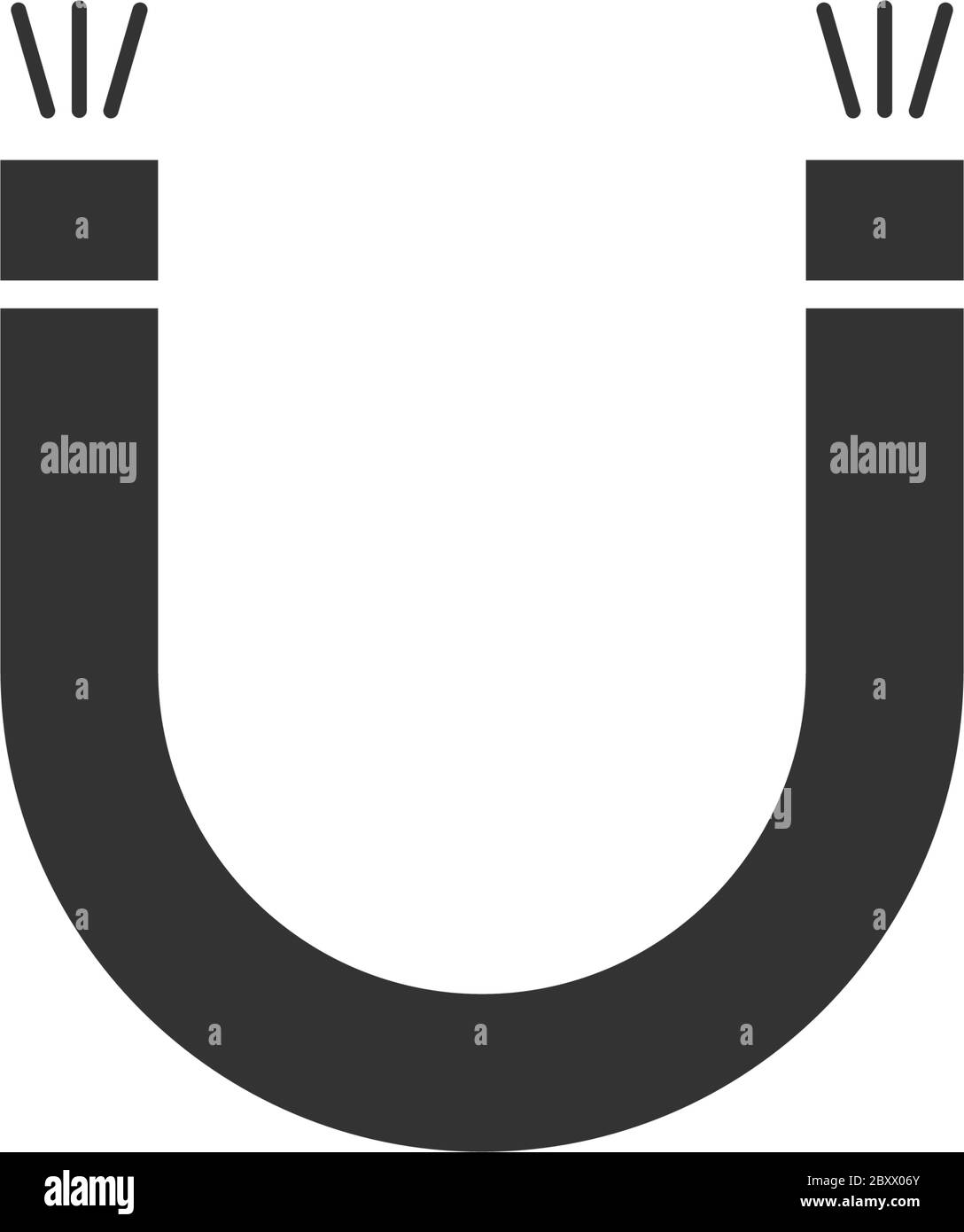 Magnet. Schwarzes Symbol flach auf weißem Hintergrund Stock Vektor