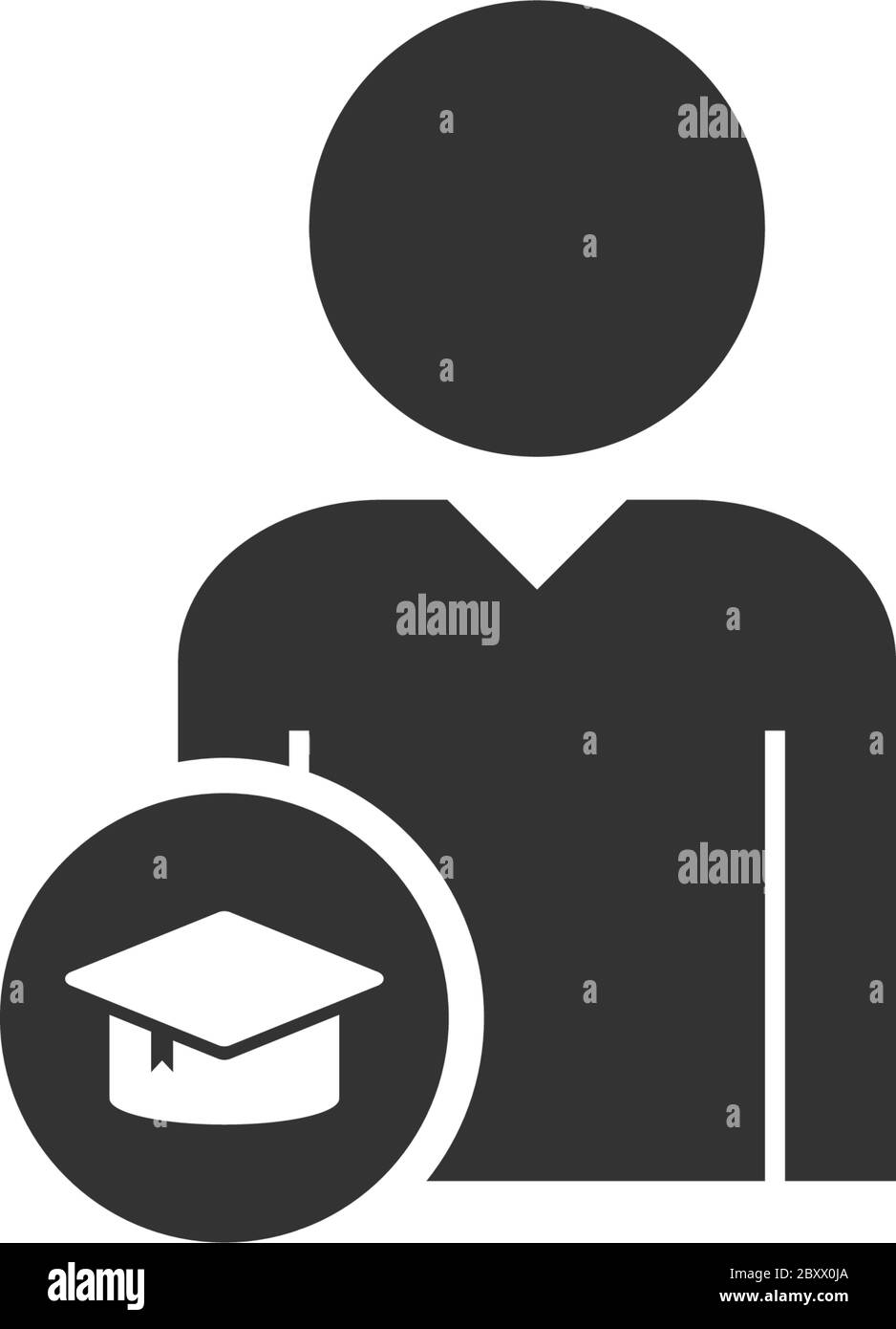 Student. Schwarzes Symbol flach auf weißem Hintergrund Stock Vektor