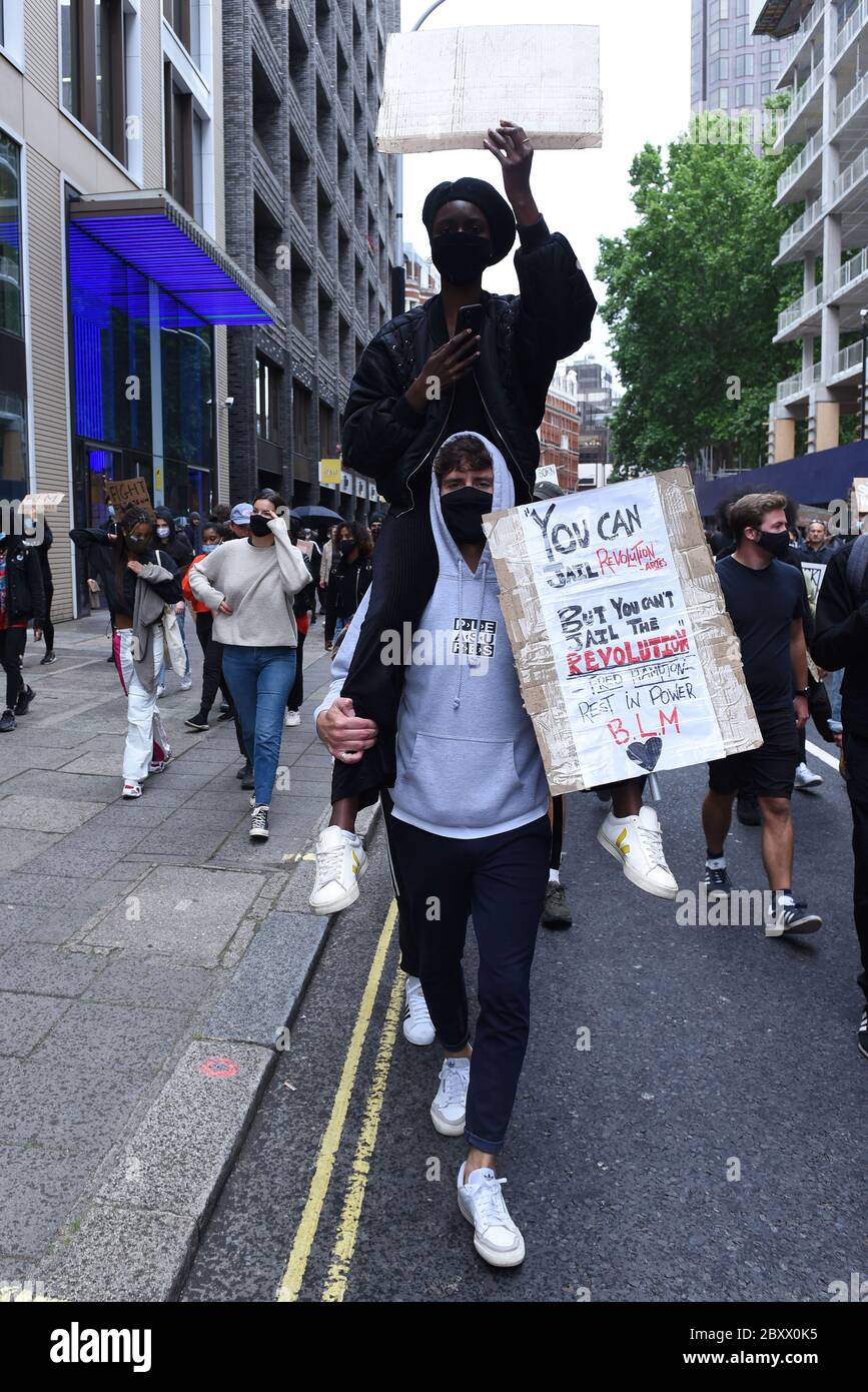 Black Lives Matter Vauxhall to Whitehall March, London, Vereinigtes Königreich, 07. Juni 2020. Quelle: Alamy News Stockfoto
