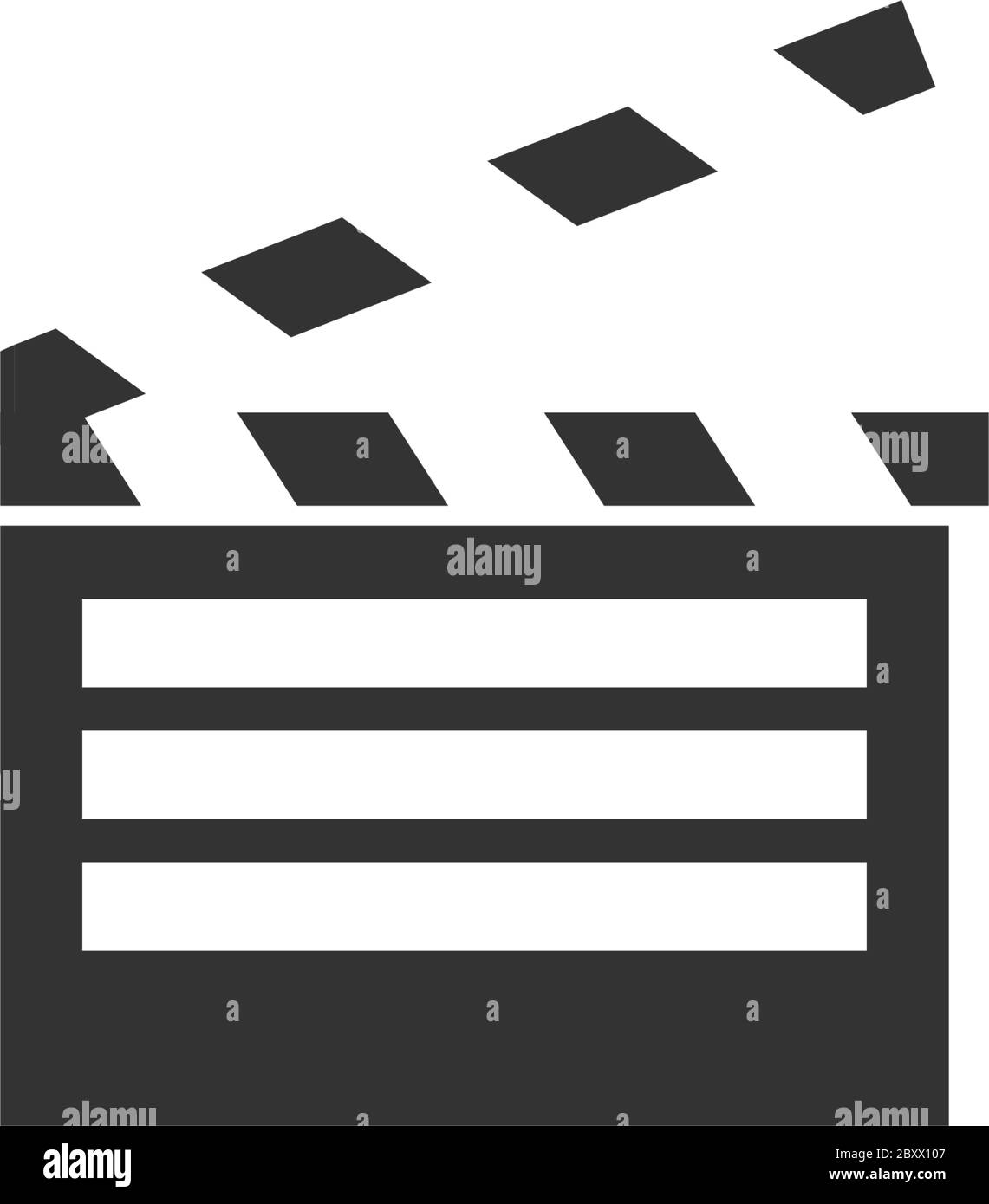 Filmklappe. Schwarzes Symbol flach auf weißem Hintergrund Stock Vektor