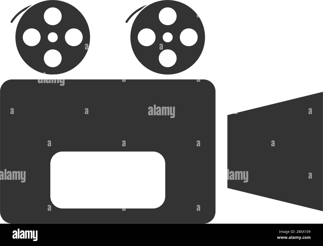 Kinokamera. Schwarzes Symbol flach auf weißem Hintergrund Stock Vektor