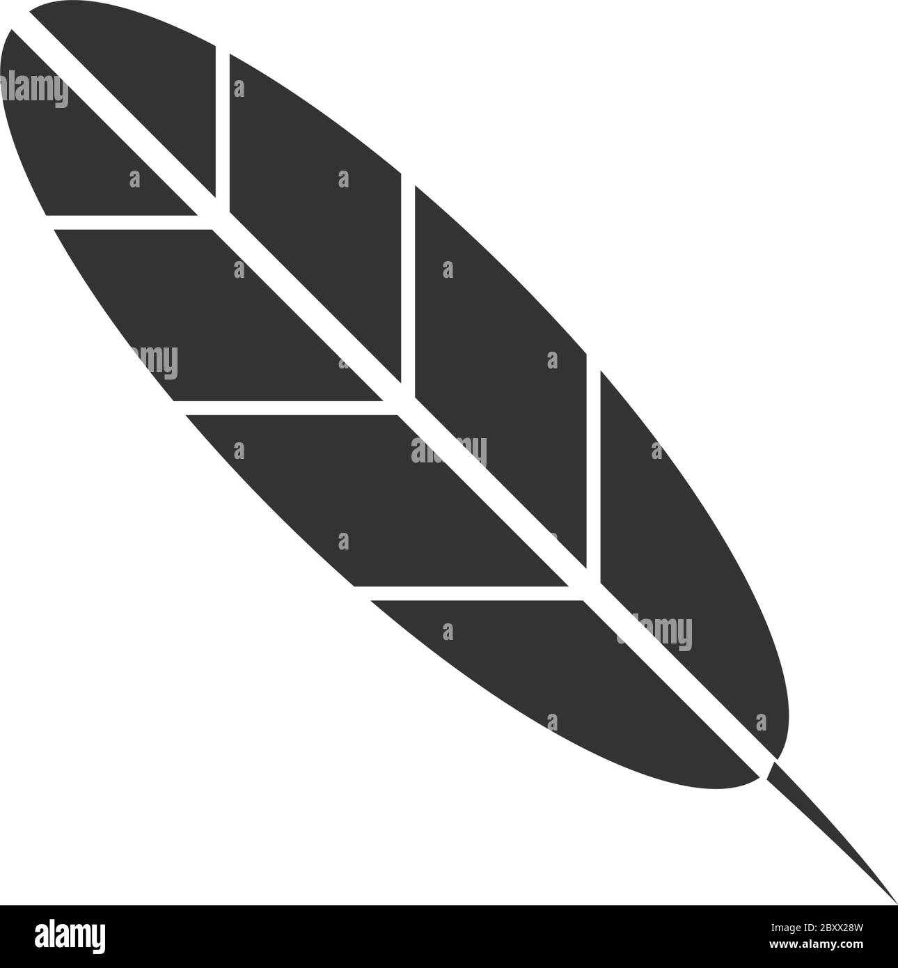 Feder. Schwarzes Symbol flach auf weißem Hintergrund Stock Vektor