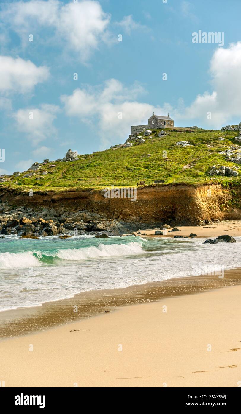 Alte Kapelle des Heiligen Nikolaus auf der Insel Halbinsel, Cornwall, England, Großbritannien Stockfoto