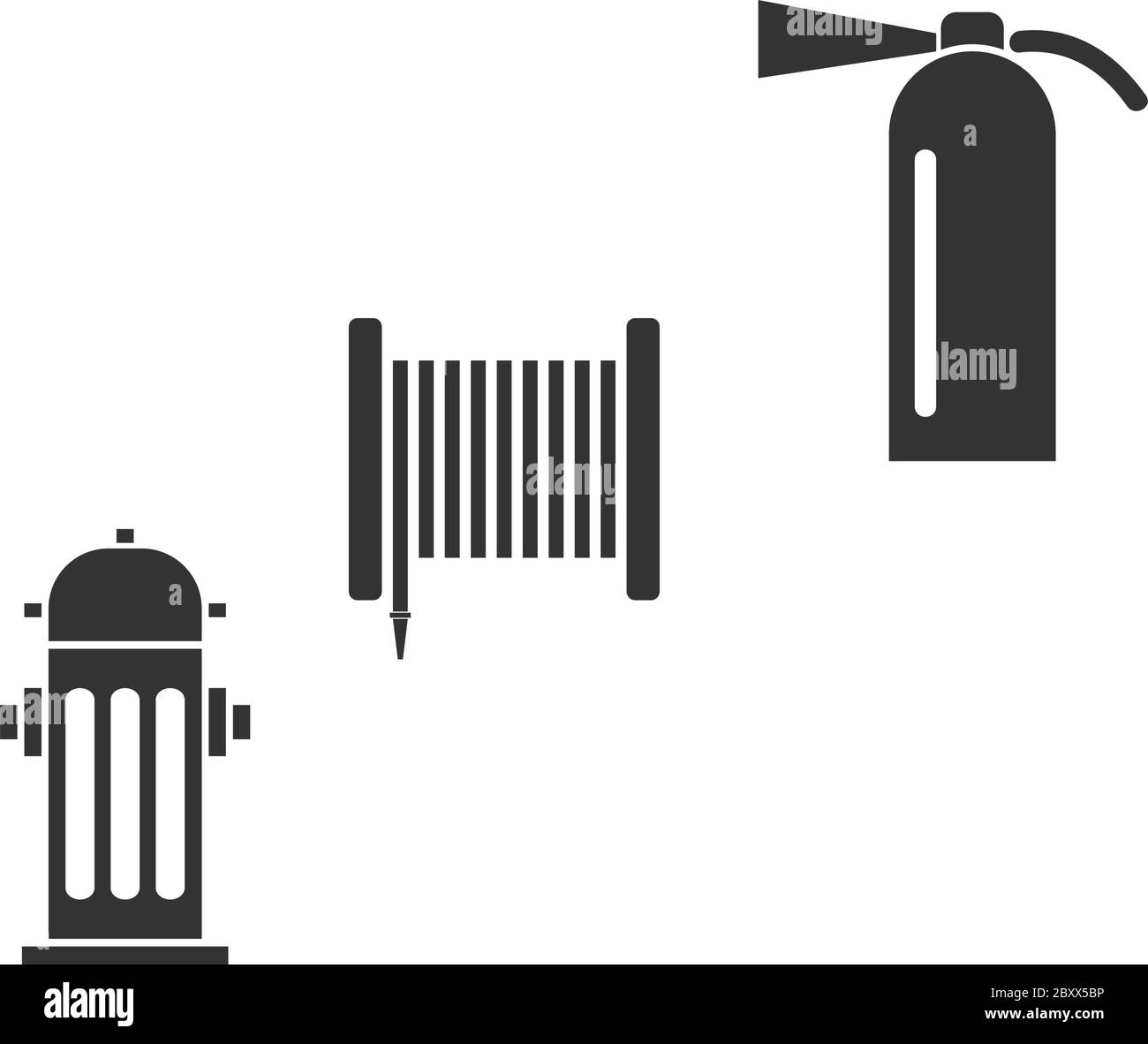 Feuerlöschanlagen. Schwarzes Symbol flach auf weißem Hintergrund Stock Vektor